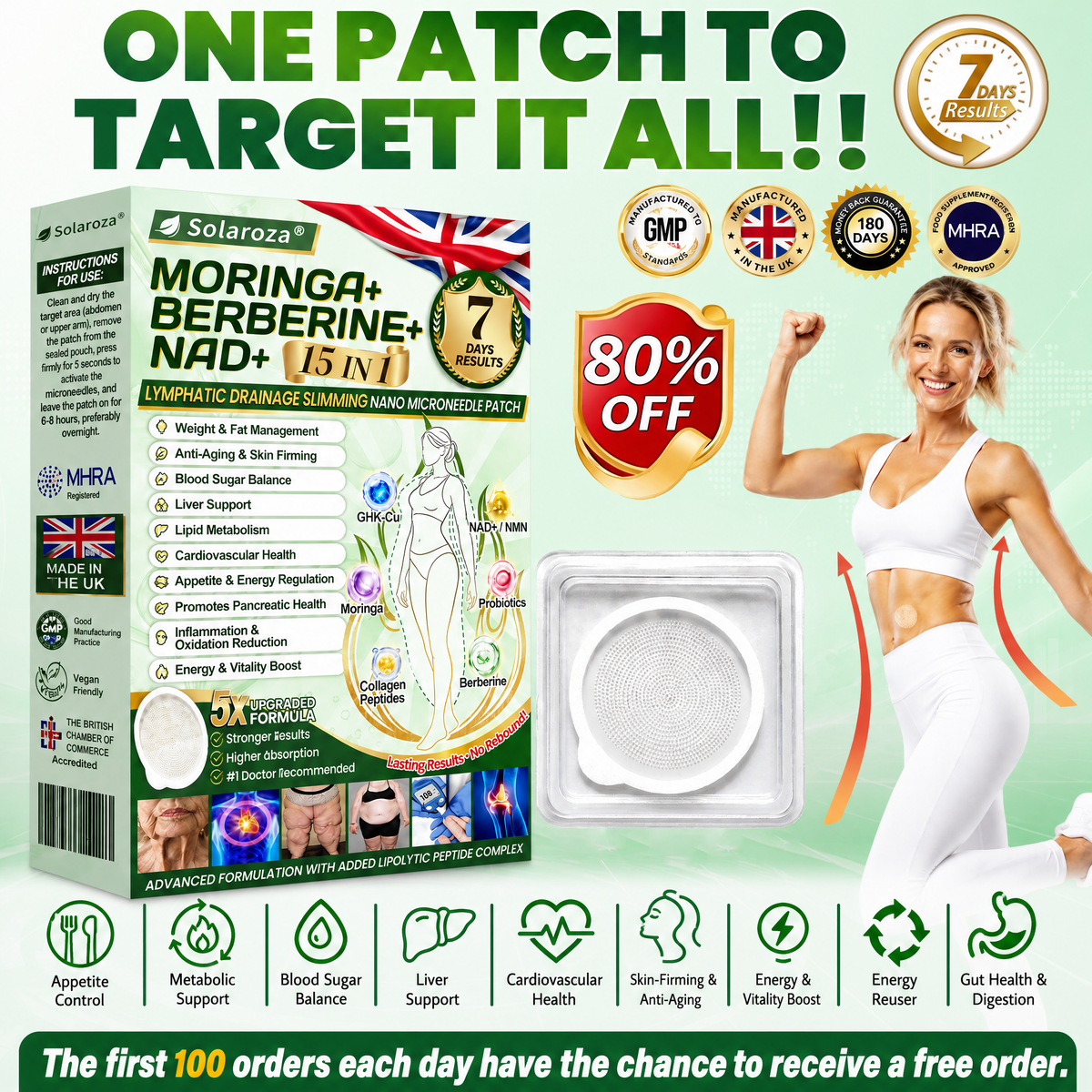 ✅Official Store | 🏆 Solaroza® Moringa & Berberine 15-IN-1 Advanced Nano Microneedle Patch (Once Daily, visible changes in 7 days) ✅ Obesity, Diabetes, Sleep Apnea, And Joint Issues
